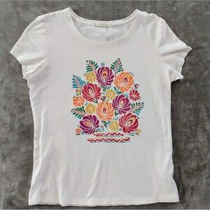 Peruvian Connection Pima Cotton Oaxaca Prima Tee Shirt Women's Size Medium Peru